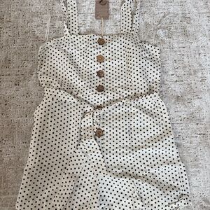 Mango Black and White Polka Dot Jumpsuit